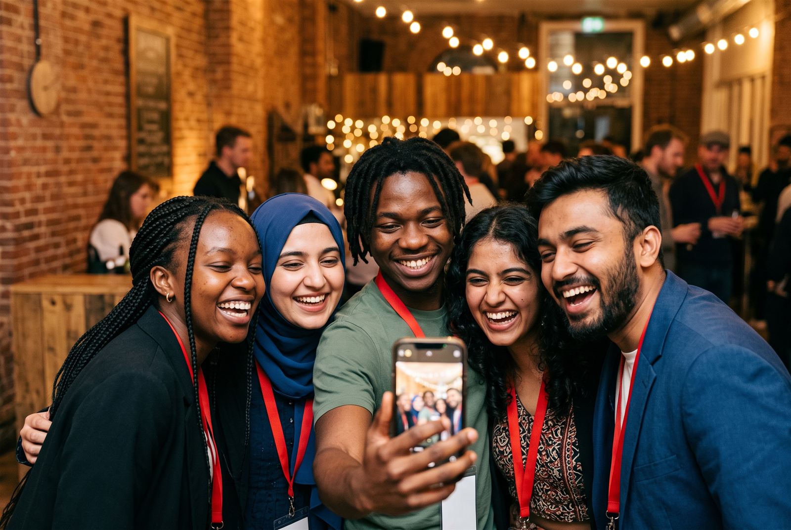 Delegates taking a group selfie